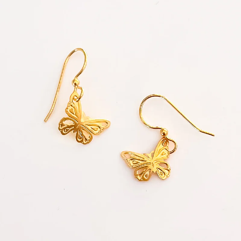 Gold Dangle Earrings-Monarch Butterfly Earrings