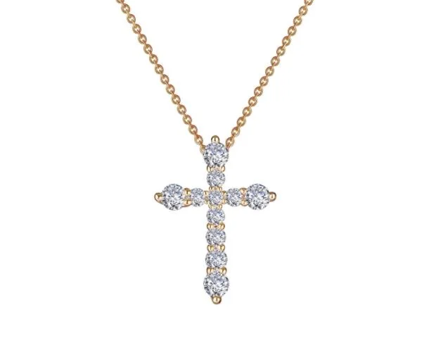 Custom Birthstone Necklace-0.67 CTW Cross Pendant Necklace