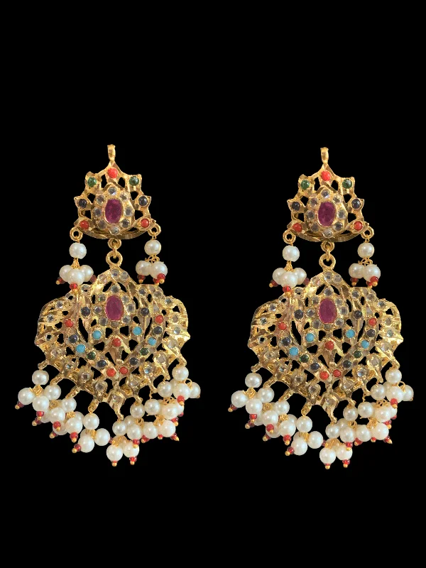 Green Jade Earrings-DER214 Ekta  navratan earrings  (SHIPS IN 4 WEEKS )