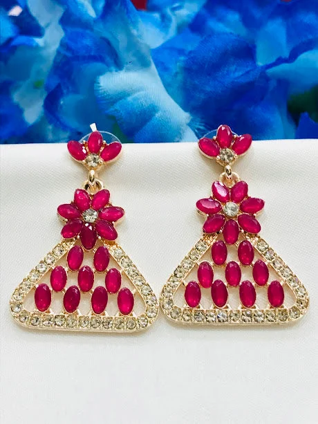 Tropical Earrings for Summer-Prettiest Pink Color Gold Plated Earrings For Women