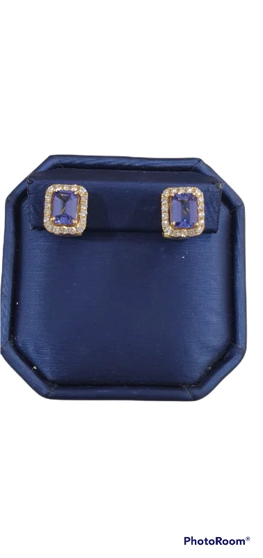 Boho Earrings for Summer-18K Yellow Gold Tanzanite Earrings