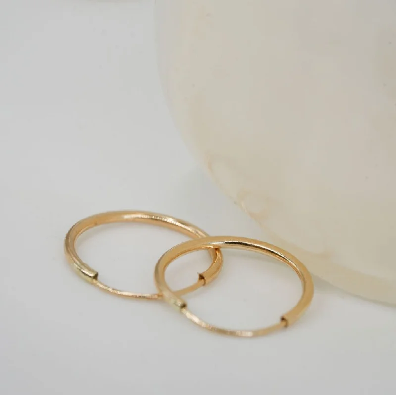 Chic Gemstone Earrings-14K Golden Endless Tiny Hoops