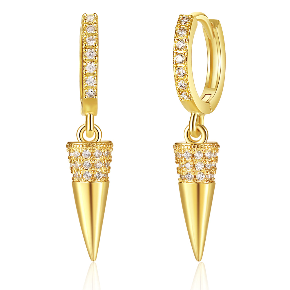 Silver Bead Drop Earrings-14K Gold Dangle Drop Hoop Earrings for Women Girls- Spike