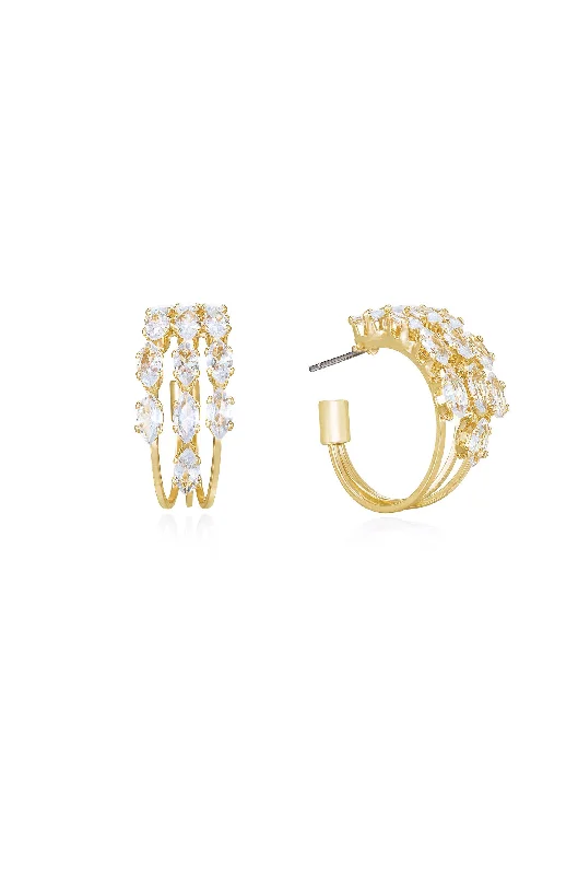 Crystal Stud Earrings-Multi-Crystal Huggie Hoop Earrings