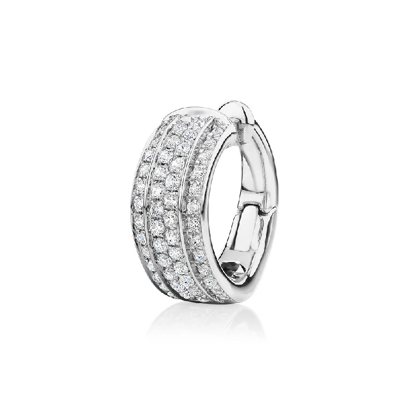 Trendy Hoop Earrings-Single earring cuff with 0.23 carats* of diamond simulants in 10 carat white gold and sterling silver