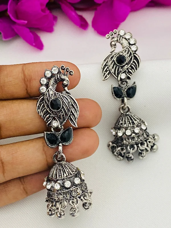 Funky Earrings for Teens-Trendy Oxidized Peacock Earrings For Women