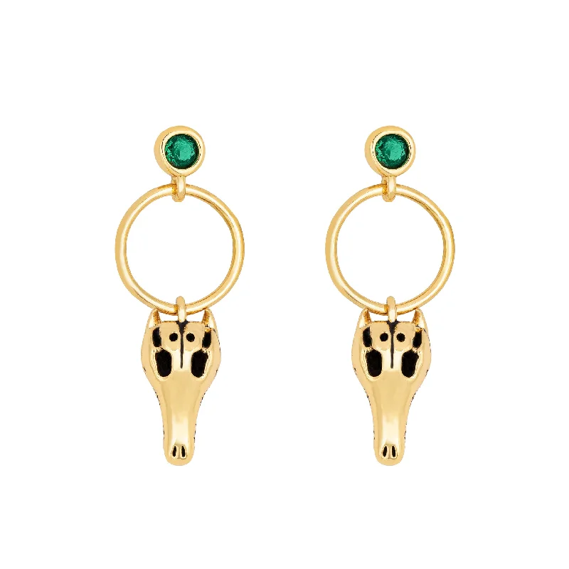 Layered Earrings for Women-Alligator Skull Earrings