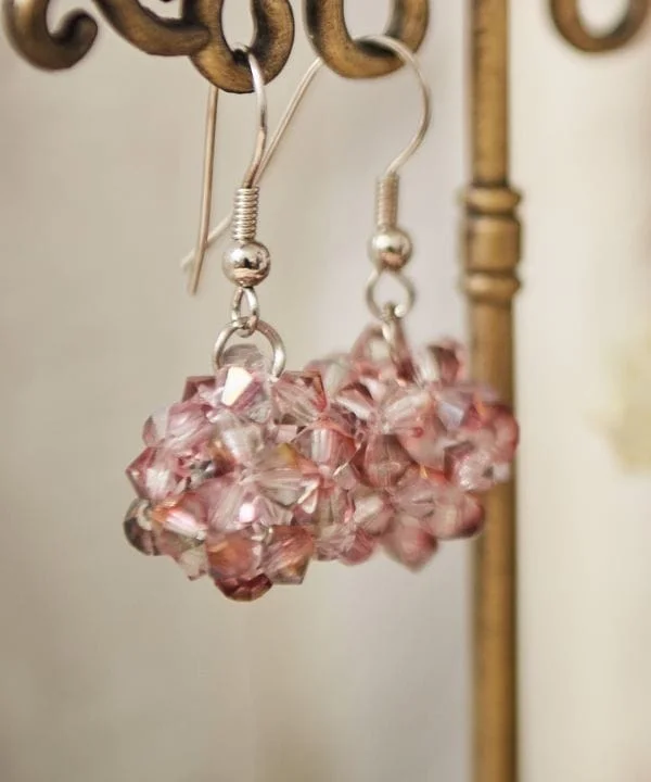 Vintage Boho Earrings-Czech Glass Ball Earrings