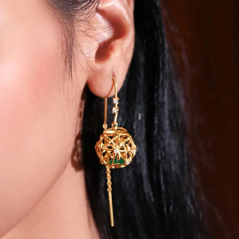 Gold and Pearl Earrings-Sitayan Vatika Silver Golden beauty Sui Dhaga Earrings.