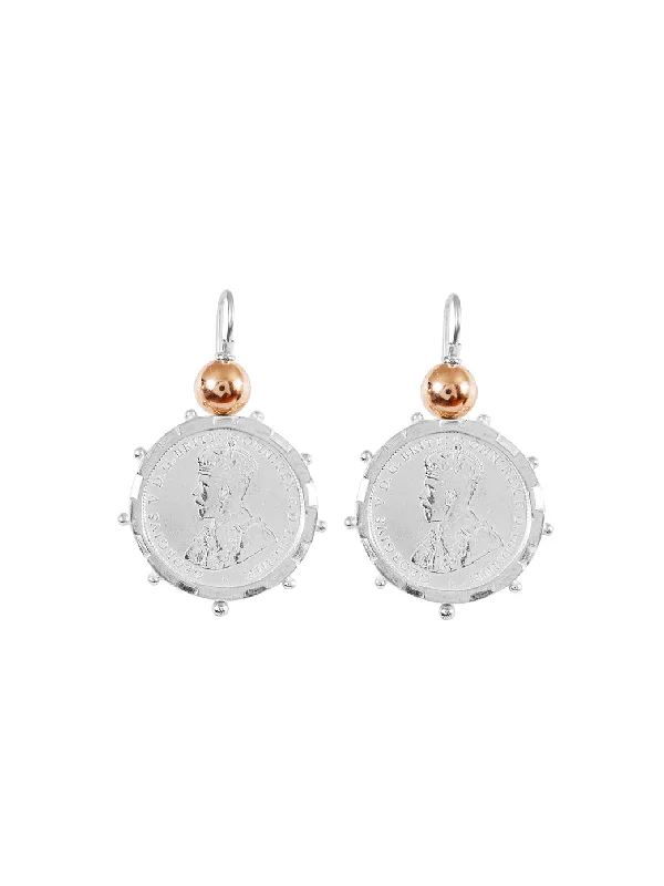 Elegant Dangly Earrings-Silver Encased Shilling Coin Earrings