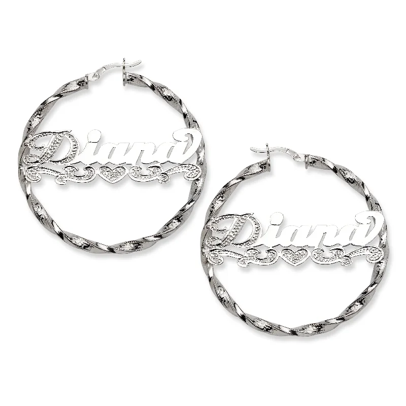 Funky Dangle Earrings-Better Jewelry, Personalized .925 Sterling Silver Greek Key Circle Screw Hoop Earrings