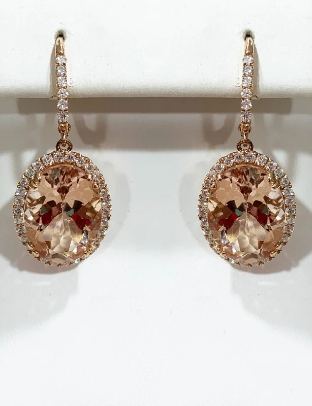 Vintage Gold Earrings-14k Rose Gold Morganite Earrings