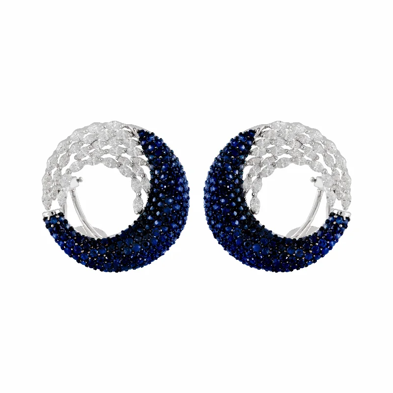 Unique Drop Earrings-Sapphire & Diamond Siren Dance Earrings