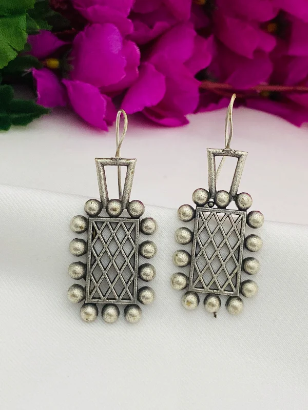 Boho Chic Earrings-Trendy Silver Color Designer Oxidized Earrings For Women