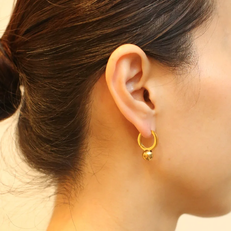 Layered Earrings for Women-Ball Drop Hoop Earrings