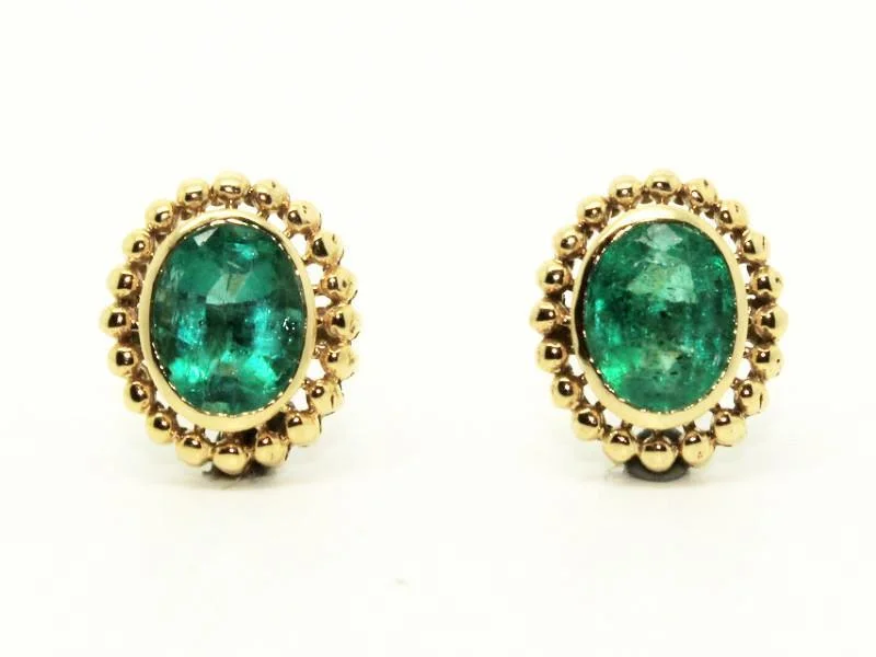 Fancy Drop Earrings-Emerald Earrings In 14k Yellow Gold