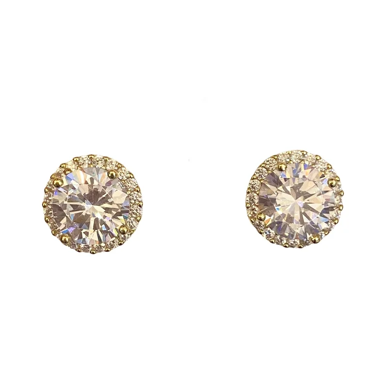 Gold Clip-On Earrings-Adriene Round Studs (Jumbo)