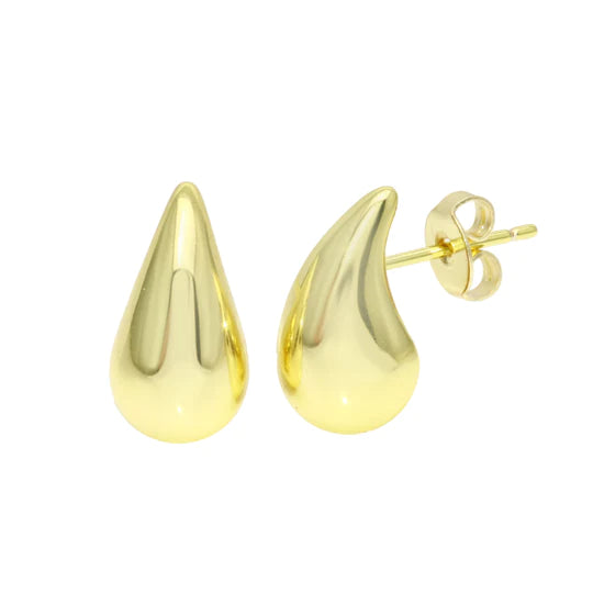 Cute Pearl Earrings-Small Gold Solid Tear Shaped Earrings