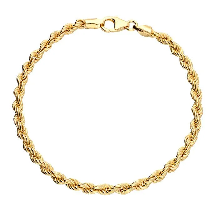 Fashionable Rope Bracelet-Delicate Braided Rope Bracelet in Gold Vermeil