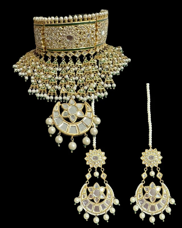 Gold Hoop Earrings for Women-C546 Gold plated kundan Aad choker with earrings ( READY TO SHIP )