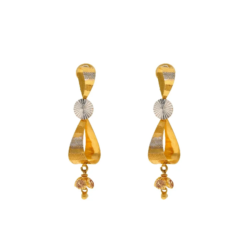 Simple Gold Earrings-22K Multi-Tone Gold Turvi Earrings