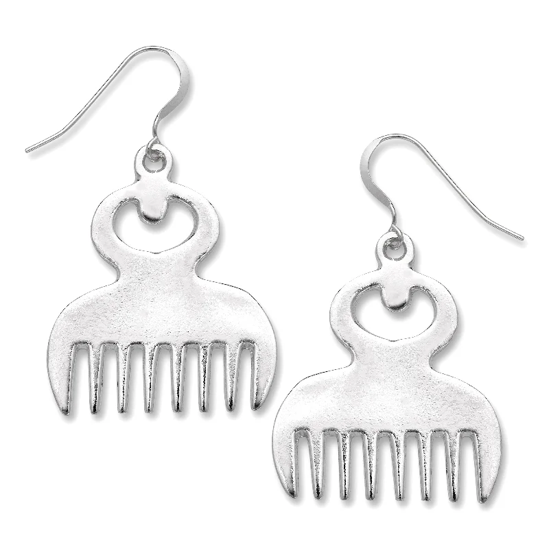 Swarovski Crystal Earrings-Duafe, African Comb .925 Sterling Silver Earrings