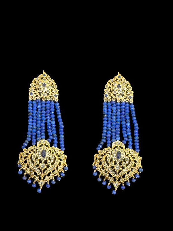 Fancy Diamond Earrings-DER536 Ekta Hyderabadi jhoomar earrings - blue   ( READY TO SHIP )