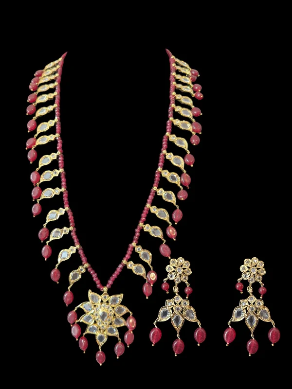 Silver Earrings with Diamonds-DLN105 Erica pathani haar with earrings in rubies  ( READY TO SHIP )