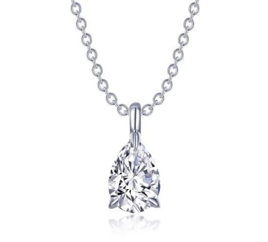 Chunky Chain Necklace-Pear-Shaped Solitaire Necklace