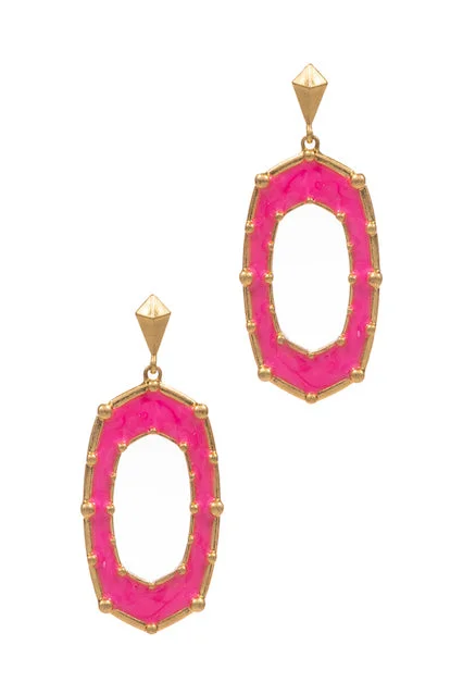 Geometric Earrings for Women-Meghan Browne Odin Earring - Hot Pink