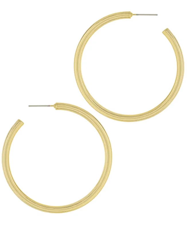 Heart Shaped Earrings-Worn Gold Hoop Earrings 50mm