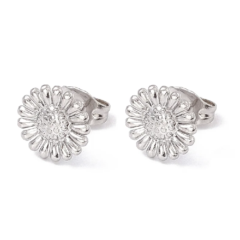 Vintage Gold Earrings-Stainless Steel Sunflower Stud Earrings