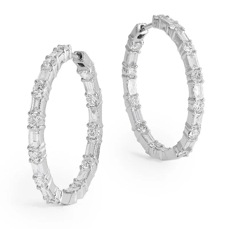 Floral Stud Earrings-Armadani Diamond Oval Hoop Earrings