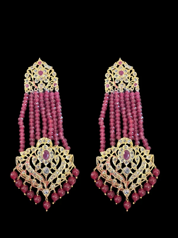 Silver Earrings with Opal-DER530  Ekta Hyderabadi jhoomar earrings - Ruby  ( READY TO SHIP )