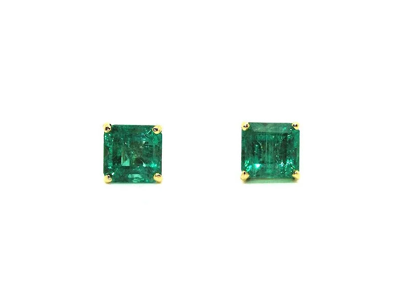 Large Statement Earrings-Emerald Stud Princess Cut Ad No.0716