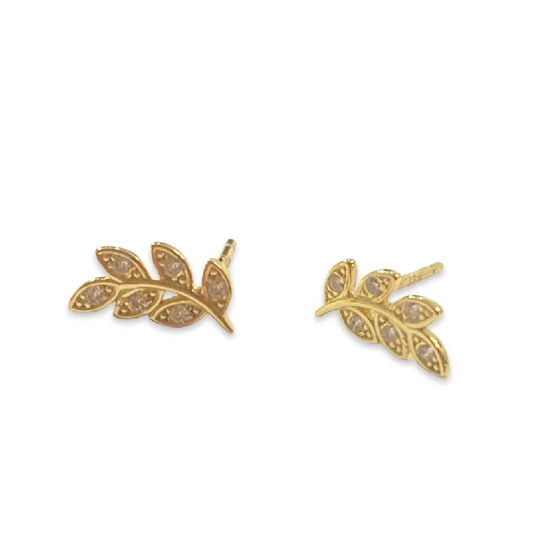 Luxury Gemstone Earrings-Leaves Vine Studs