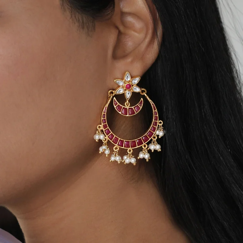 Vintage Drop Earrings-Silver Chand Bali Earring