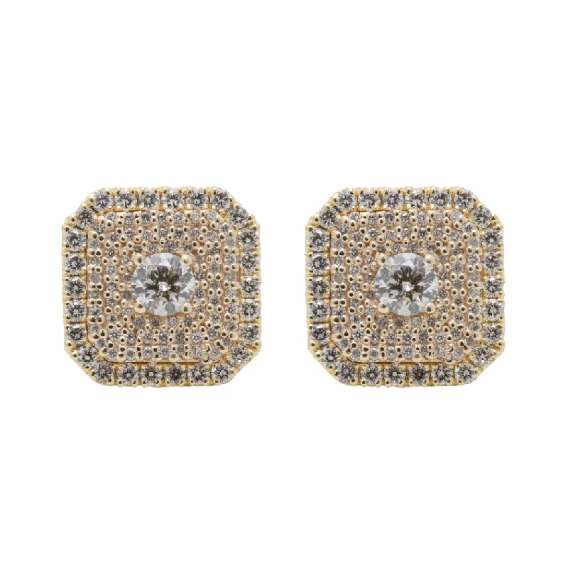 Beautiful Pearl Earrings-Diamond & Gold Octagon Oomph Earrings