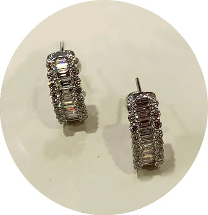 Fashion Earrings for Teenagers-Diamond Baguette Earrings