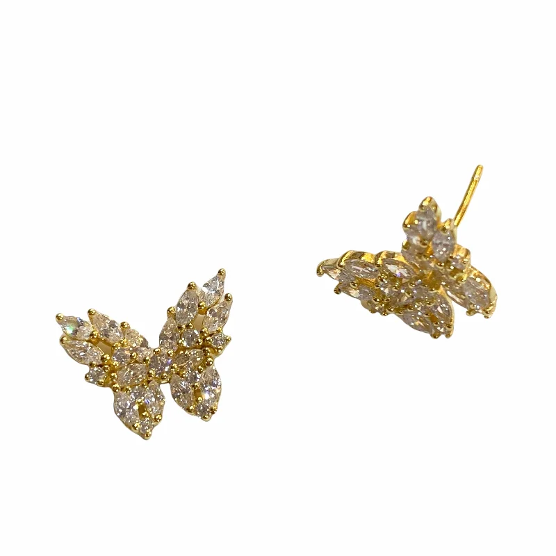 Chic Gemstone Earrings-Butterfly Cluster Stud Earrings