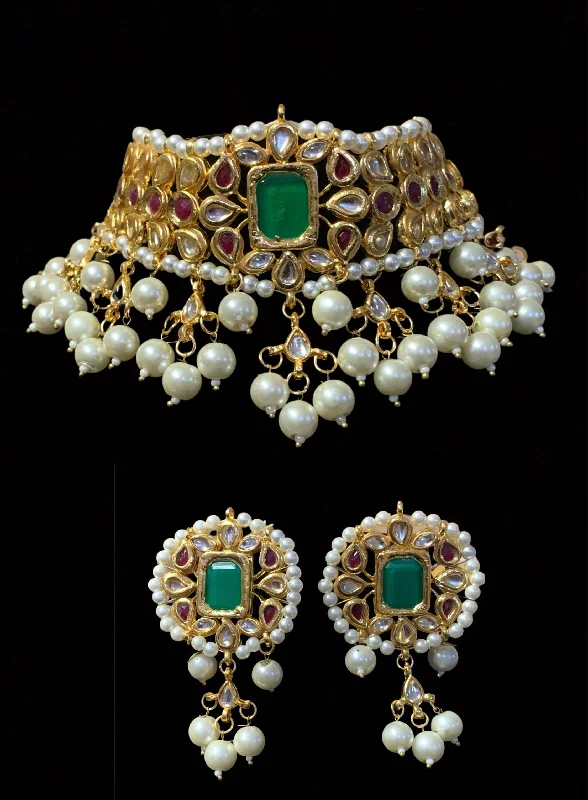 Clear Crystal Earrings-C248 Radha sabyasachi  inspired kundan choker with earrings (SHIPS IN 4 WEEKS )