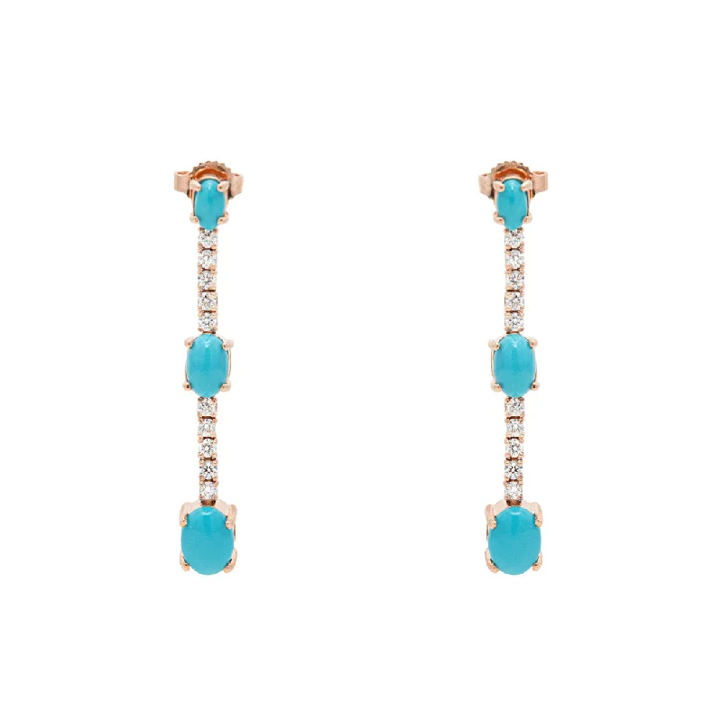 Vintage Drop Earrings-Turquoise Tonic & Rose Gold Earrings II