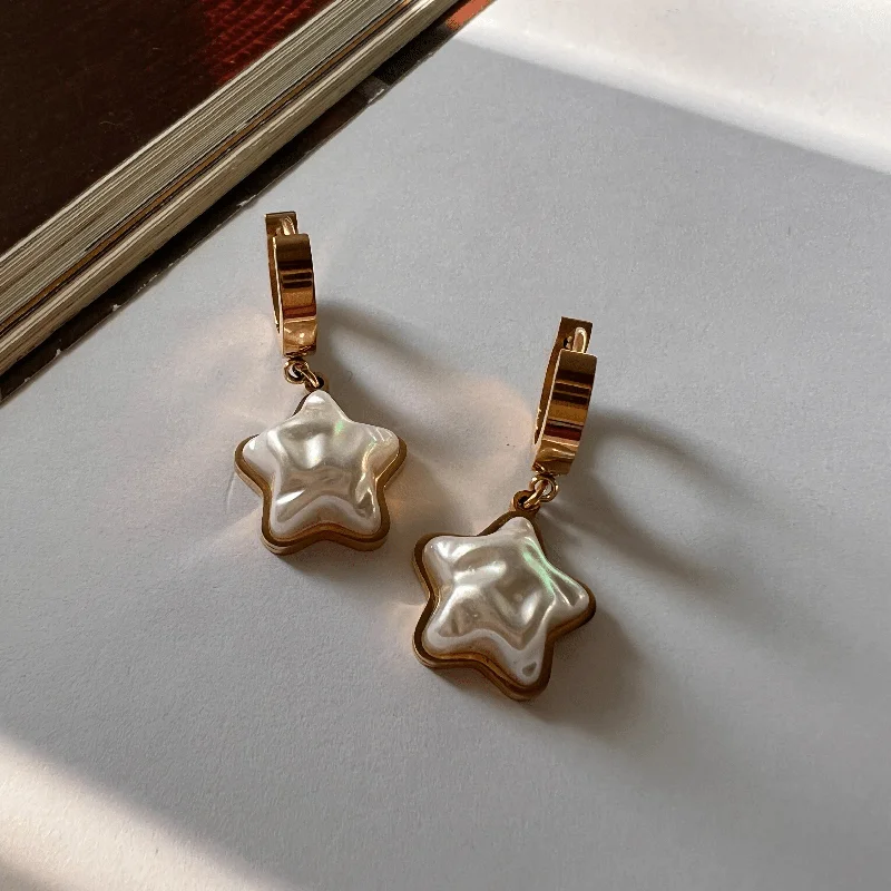 Clear Crystal Earrings-Star drop earrings