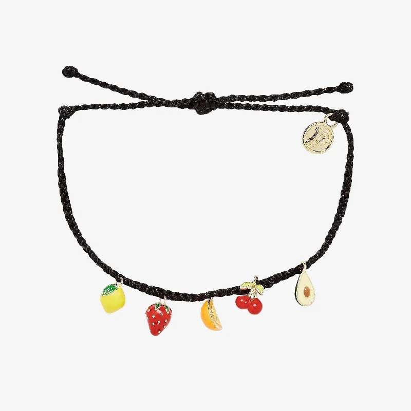 Minimalist Leather Bracelet-Fruit Charms Bracelet