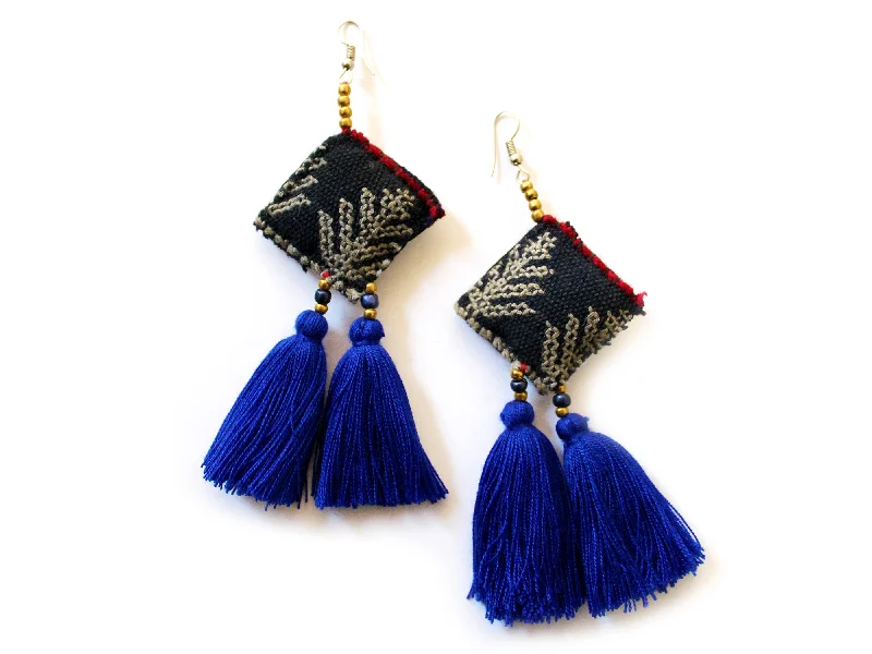 Gemstone Hoop Earrings-Hmong Earrings