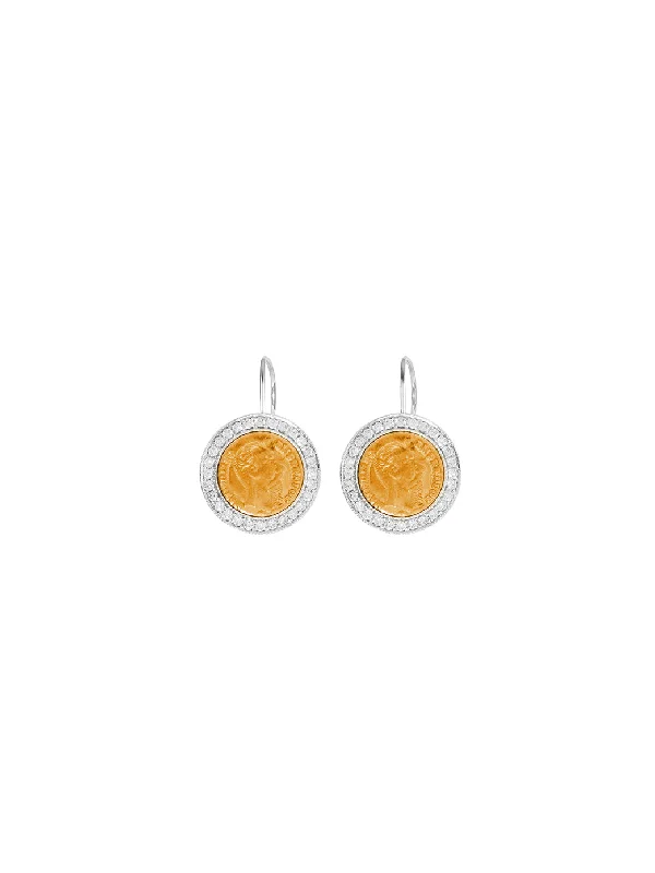 Cute Drop Earrings-Gold Button Coin Earrings