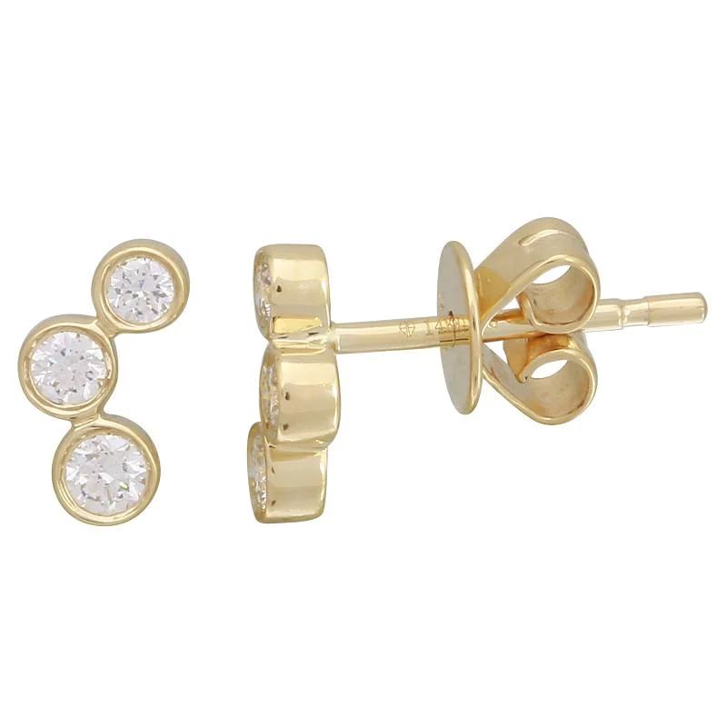 Birthstone Stud Earrings-Single 14k Yellow Gold Diamond Bezel Set Stud Earring