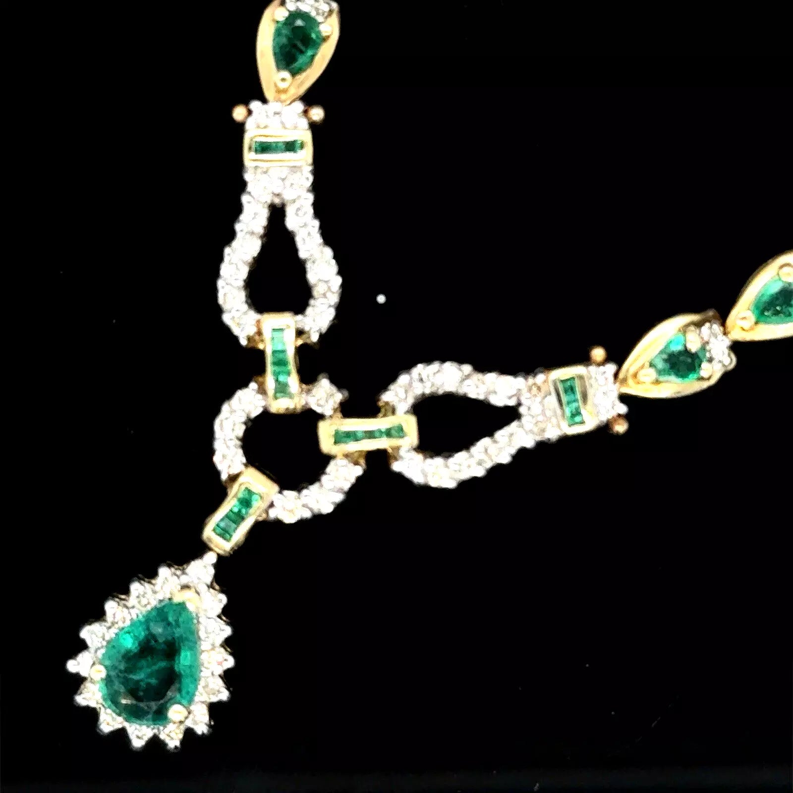 Stylish Beaded Necklace-Vintage Estate 14k Gold Fine Precious Emerald And Diamond Toggle Necklace 1.00ct