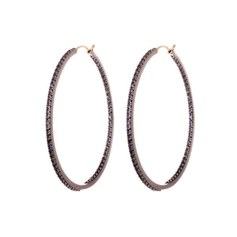 Cute Crystal Earrings-Medium Sapphire Hoops