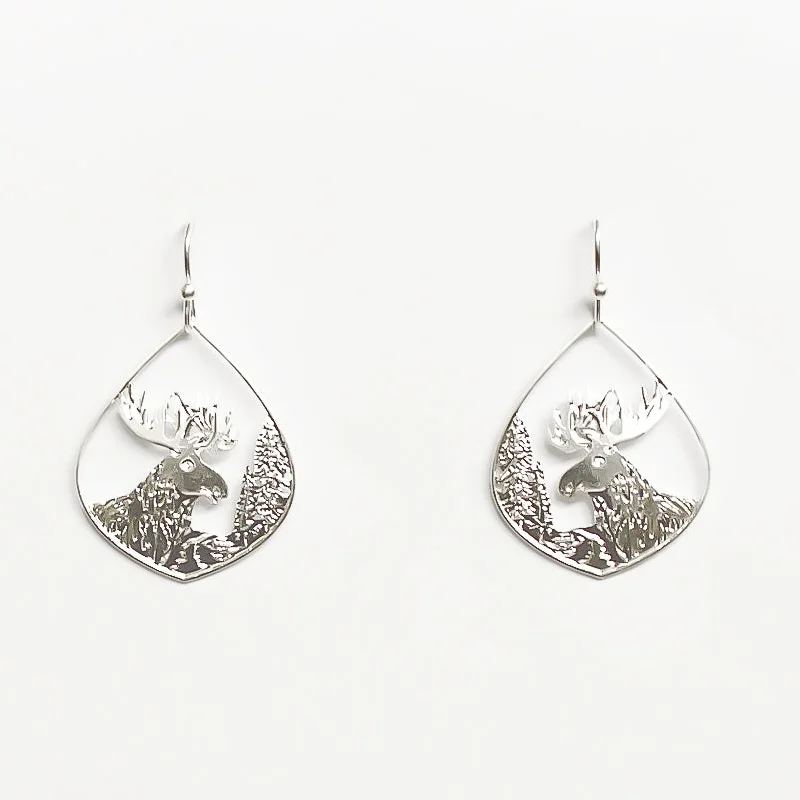 Sterling Stud Earrings-Moose Earrings